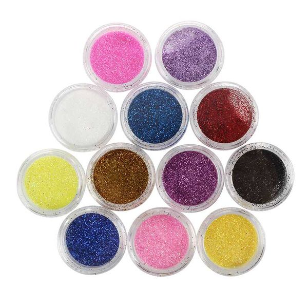 

12pcs color glitter dust powder tip decoration nail art, Silver;gold