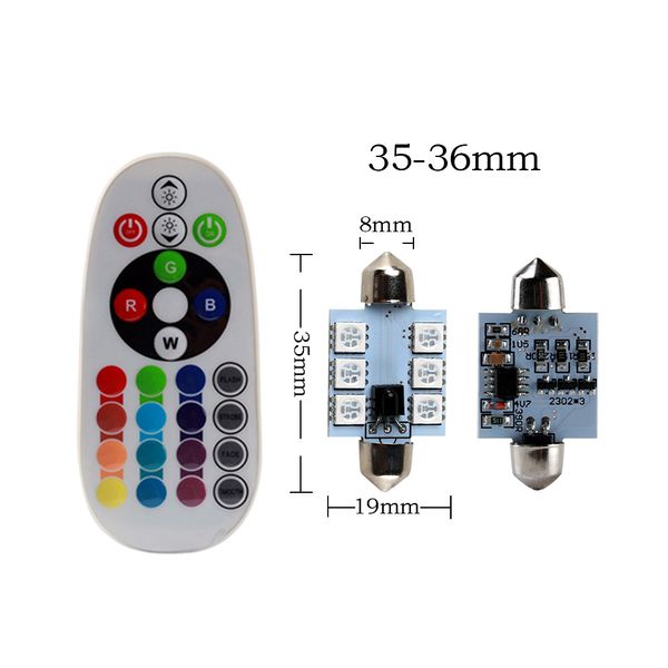 

2pcs car interior lights rgb c5w led festoon 31mm 36mm 39mm 42mm with remote control multicolor dome light reading lamp auto