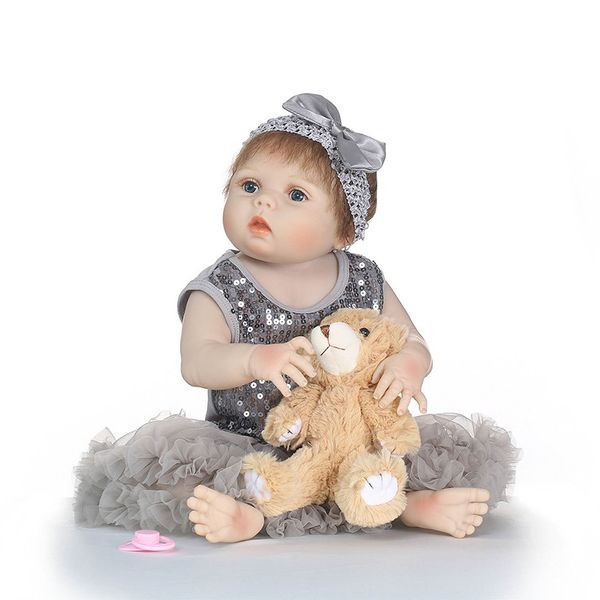 

bebe reborn lifelike silicone reborn baby menina alive 23'' newborn baby dolls full vinyl body truly kids playmates gifts