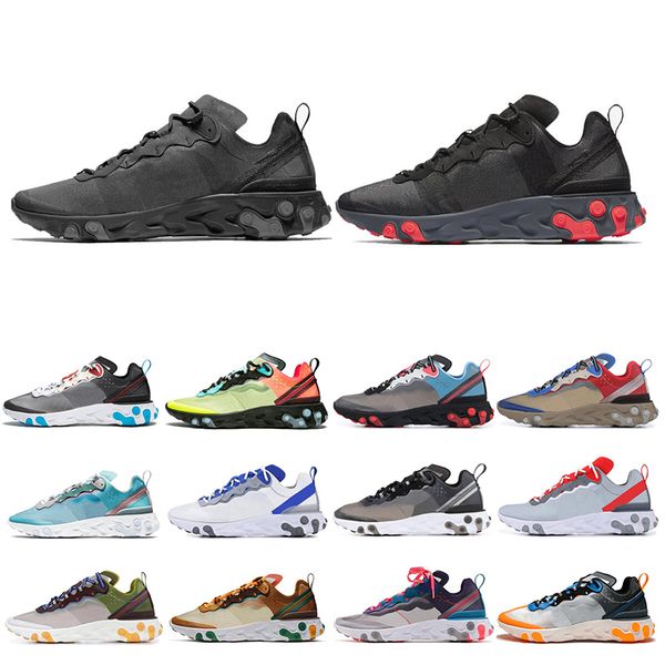 

new react element 55 87 running shoes for mens womens tour yellow triple black white royal tint sail women sports sneakers size 36-45