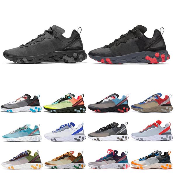

new react element 55 87 running shoes for mens womens tour yellow triple black white royal tint sail women sports sneakers size 36-45