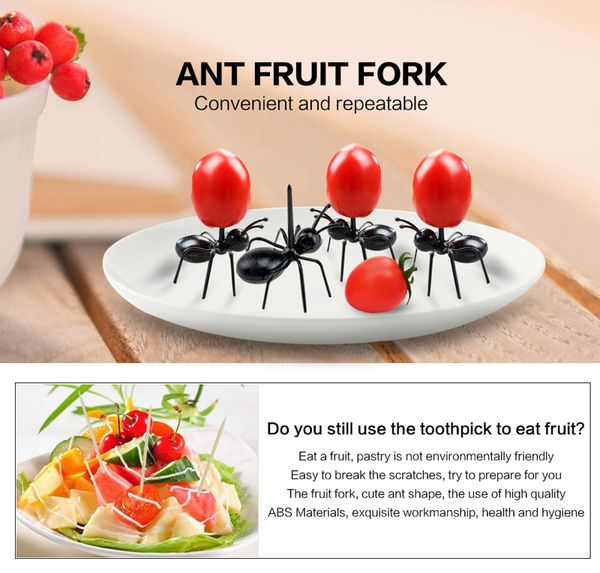 

12pcs/set mini ant fruit fork cutlery plastic cake dessert forks food pick tableware for party decoration