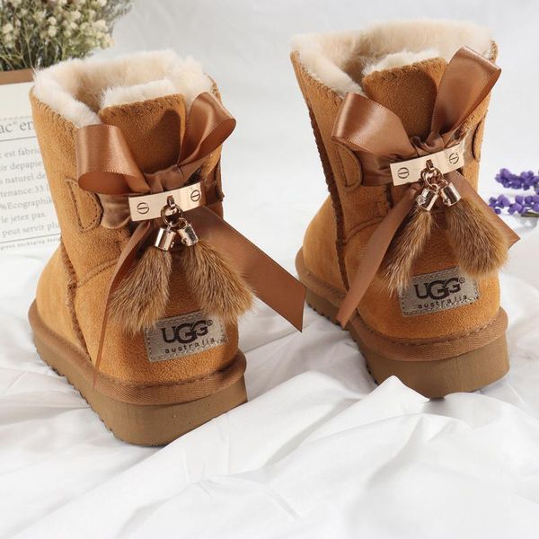 

3208 0 au tralia cla ic boot winter luxury work boot women hort bow fur now boot fa hion ankle boot 13 ugg 13 hoe boot, Black;brown