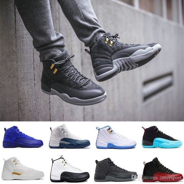 

men women basketball shoes 12 gamma blue 12s colorway air dark grey silver black b bordeaux cherry bulls wool winterized sneakers