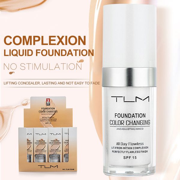 

tlm 30ml magic color changing liquid foundation oil-control face cover concealer long lasting makeup skin tone foundation tslm1