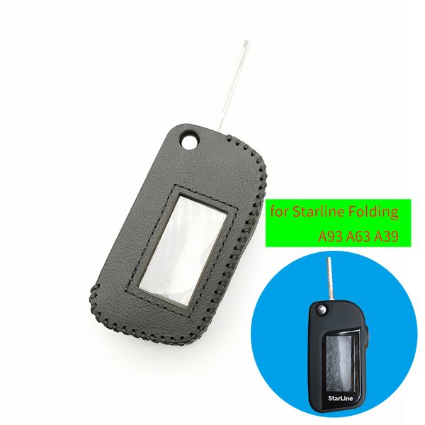 

new styles leather cover russian a93 version car alarm system for starline folding a93 a63 a39 case cover lcd two way remote