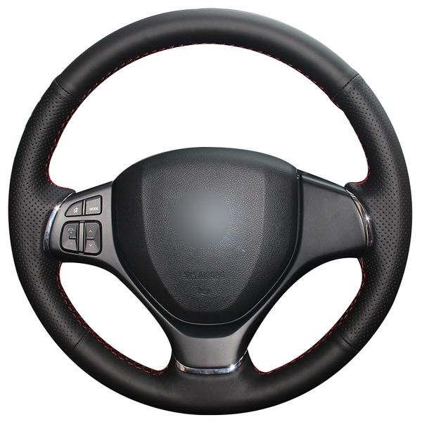 

black synthetic leather car steering wheel cover for suzuki alivio 2015 2016