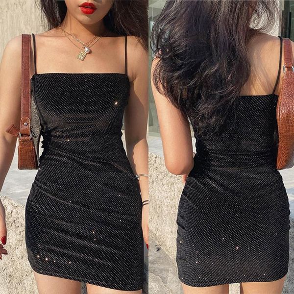 

2020 summer dress womens fashion one shouder sequins hollow sleevess bodycons slit dress sundress sukienka de verano, Black;gray