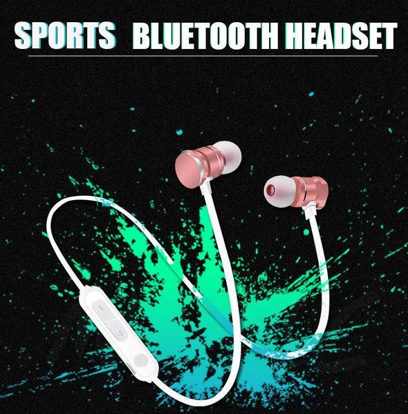 

x3 bluetooth headphones earphone one piece/sample wireless headset magnetic metal earphones stereo sports in-ear headset with mic