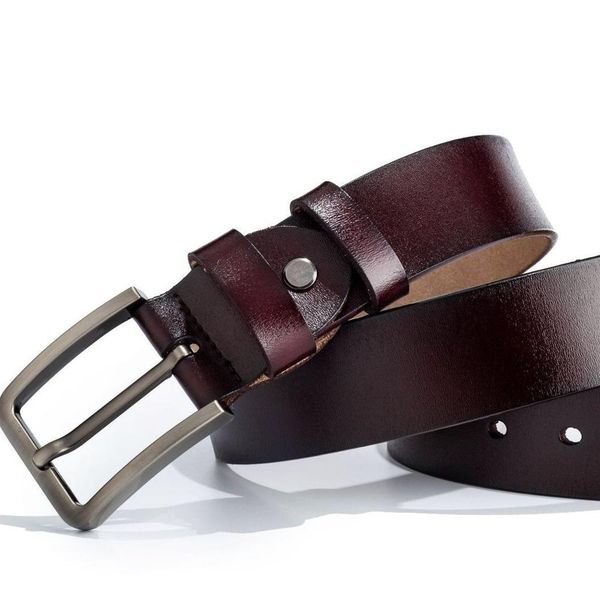 

2019 men belt cow genuine leather luxury strap male belts for men new fashion classic vintage pin buckle dropshipping, Black;brown