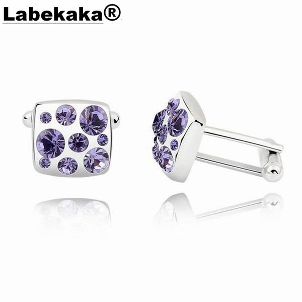 

labekaka men's cufflinks shirt cuff links fashion wedding party engagement jewelry embellished with crystal from, Silver;golden