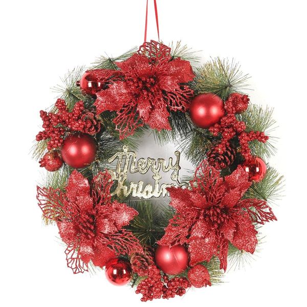 

christmas gold red garland pinecone pine nuts door hanging vine ring pine needle encryption luxury wreath ornaments