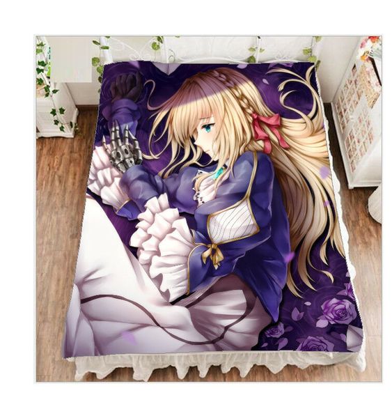 

anime violet evergarden bed sheet blanket fleece 200x150cm warm soft comfortable