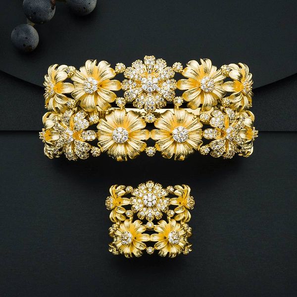 

modemangel leaves flower shiny baguette bracelet bangle and ring set women jewelry wedding brincos, Silver