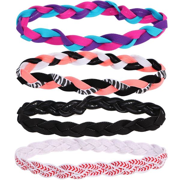 

girls nonslip grip braided headbands teens sports hair elastic bands, Silver