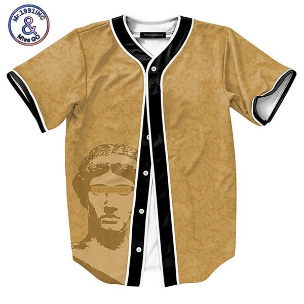

mens designer portrait printing street style 3d hip hop baseball shirt short sleeve baseball uniform cardigan, White;black