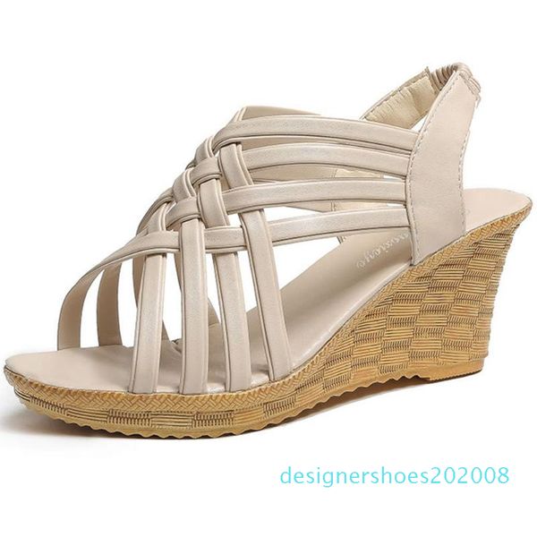 

sarairis 2020 wedge high heels summer sandals woman shoes peep toe slip on rome casual shoes women sandals female d08, Black