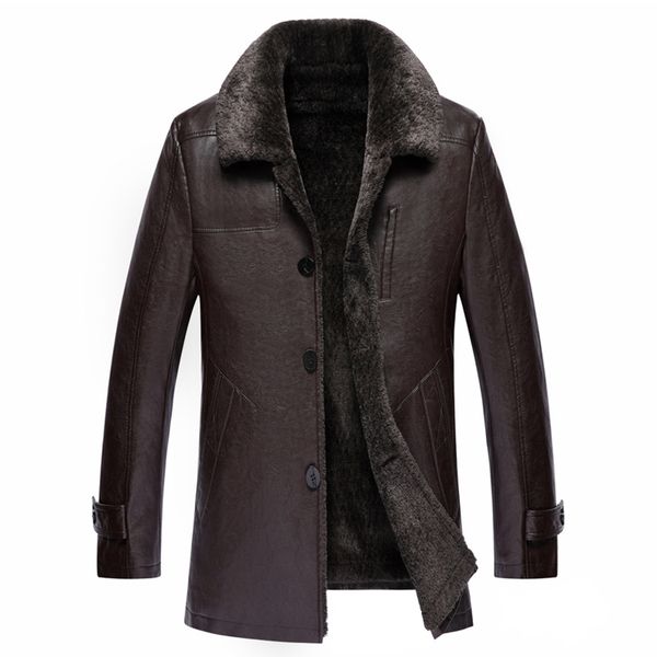 

faux leather jackets for men autumn winter coats mens clothes 2019 fur jackets windbreaker warm overcoat large size clothing m-xxxl black