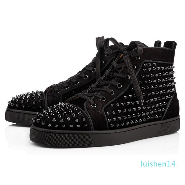

designer shoes men women chaussures studded spike triple black white red leather suede flat bottoms casual shoe 36-47 vintage l14