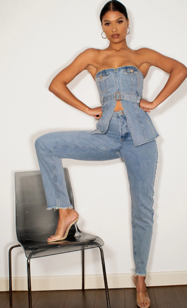 

vintage всг изношен hem jeans, Blue