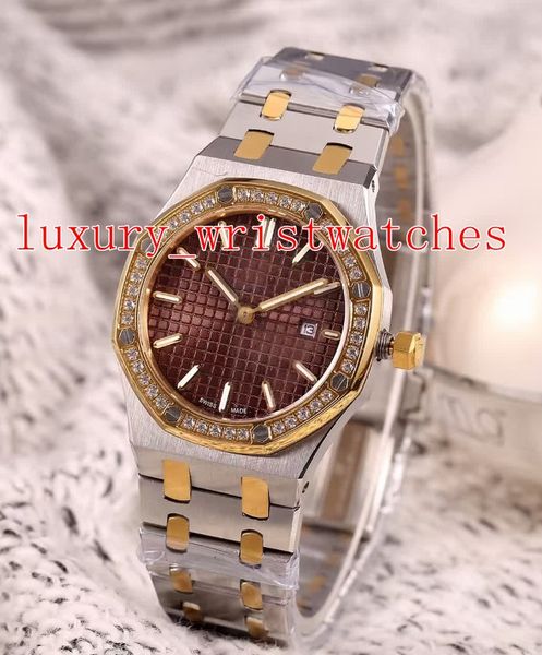 

8 color n8 wristwatches 67651sr.zz.1261sr.01 33mm 67651 diamond border two tones vk quartz chronograph ladies women's watches, Slivery;brown