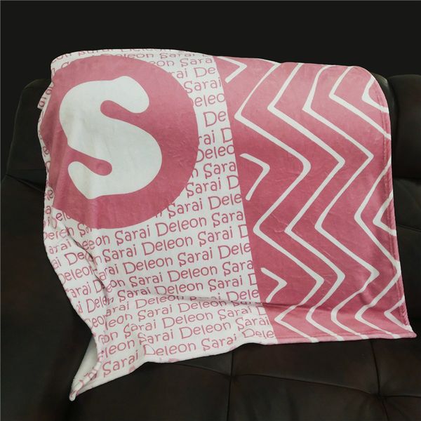 

newborn name personalised zigzag unicorn cartoon baby blanket swaddling infant baby swaddle microfiber crib blanket bedding