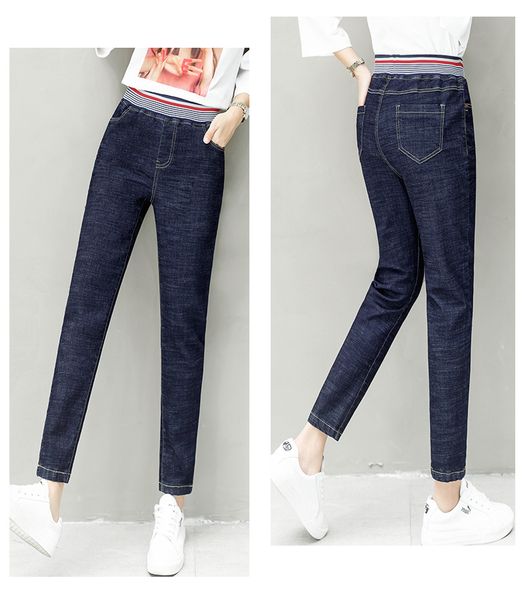 

dark blue autumn new embroidery rolls while students joker pants