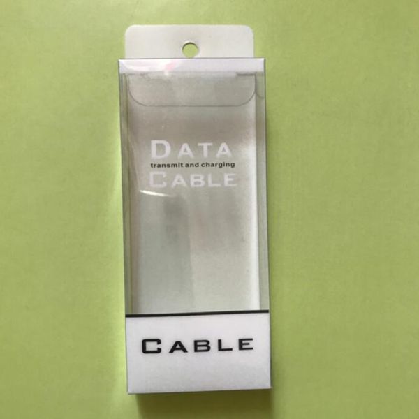 

empty white clear pvc display package box for samsung 1m 2m 6ft usb charger line universal packaging box for type-c data cable