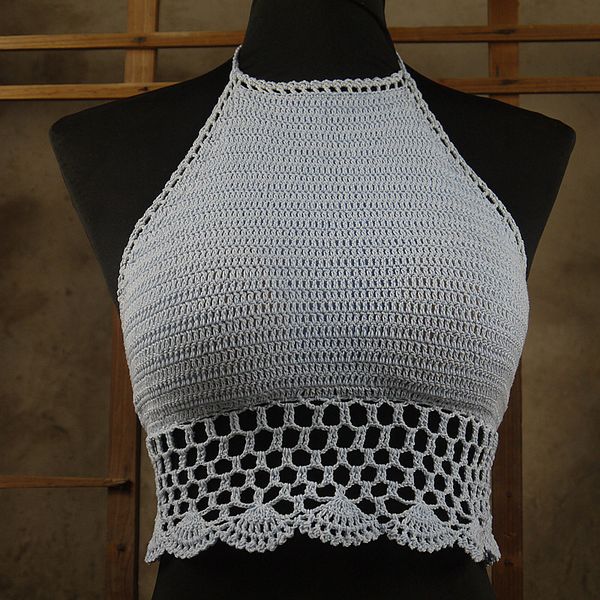 

vintage crochet bikini bra tank style swimwear crocheted classic crop set bikini suit, White;black