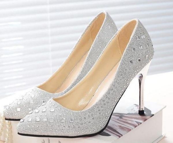 

2018 women's shoes in spring and autumn with new style high-heeled fine heel pointed end water drill, Black
