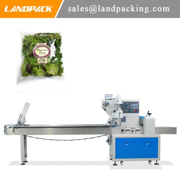 Máquina de embalagem de saco de travesseiro de alface Máquina de envoltório de fluxo horizontal vegetal Fabricante de qualidade