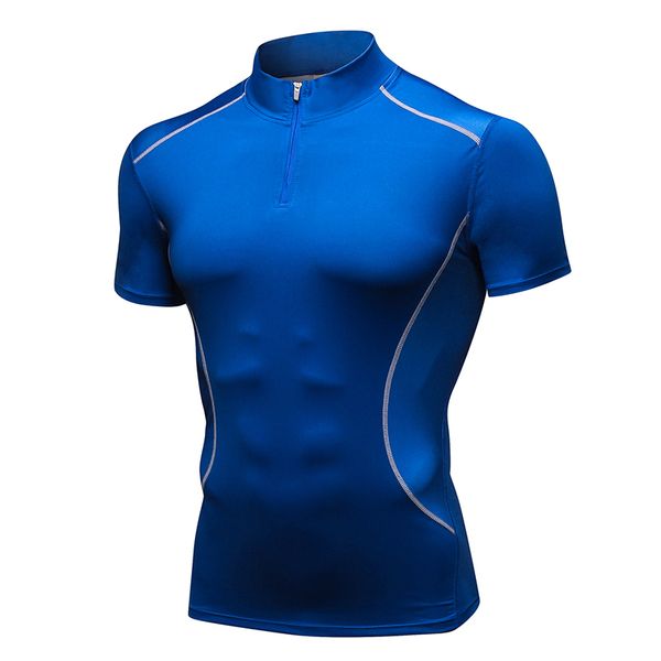 

boschke men gym t shirt running workout cycling tees dry fit short sleeve soccer jersey sportswear fitness clothes rashguard, Black;blue