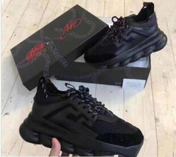 

2019 chain reaction neaker all color black leather neaker luxury de igner women men lover trainer ca ual hoe f 1657
