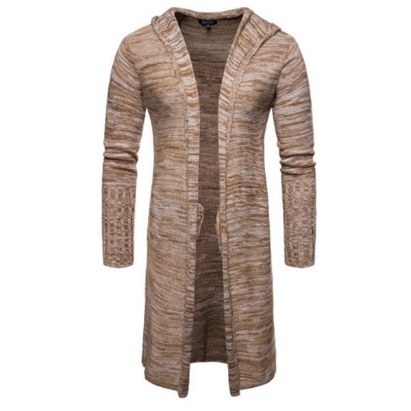 

male long sleeve jacket trench stylish solid knit warm knitwear cardigan for male overcoat grey men slim coat winter sweater, White;black