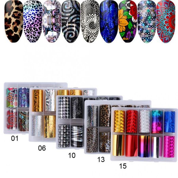 

wholesale 10 rolls / box nail art transfer medicure stickers mix-color foil starry sky glitter nail wraps sticker, Black