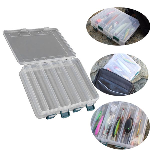 

double sided 12 compartment fishing lures tackle hooks baits storage plastic box accessories for fishing
