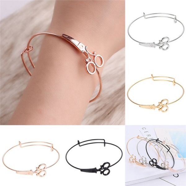 

scissors bracelets link long gold chain bracelets for women fashion simple scissors cuff bangle, Black