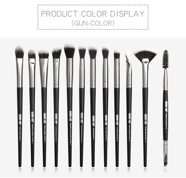 

12 pcs/lot maange pro makeup brushes set eye shadow blending eyeliner eyelash eyebrow brushes for make up portable eye make up brush set