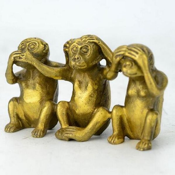 

collectibles brass see speak hear no evil 3 monkey small statues, Black