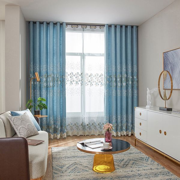 

modern simple cashmere and embroidery shade curtains for living dining room bedroom