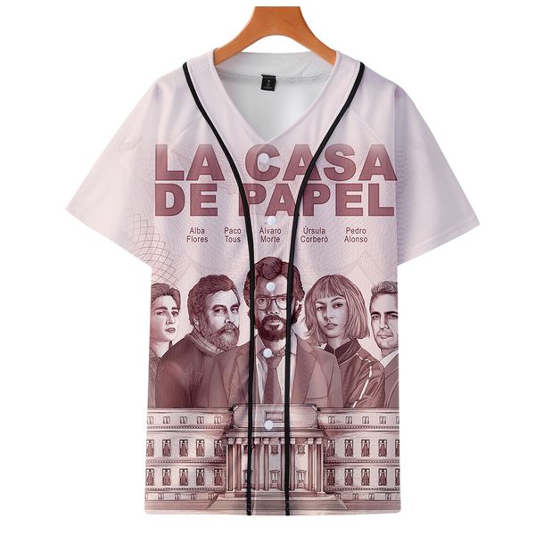 

tv series la casa de papel money heist house of paper 3d short sleeve baseball uniform men/women casual jacket clothes, Black;brown