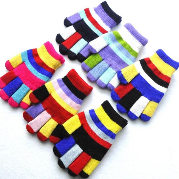 

cute children magic gloves fashion kids warm wnter rainbow stretchy lovely girl colored double layer knitted gloves cfyz111q, White