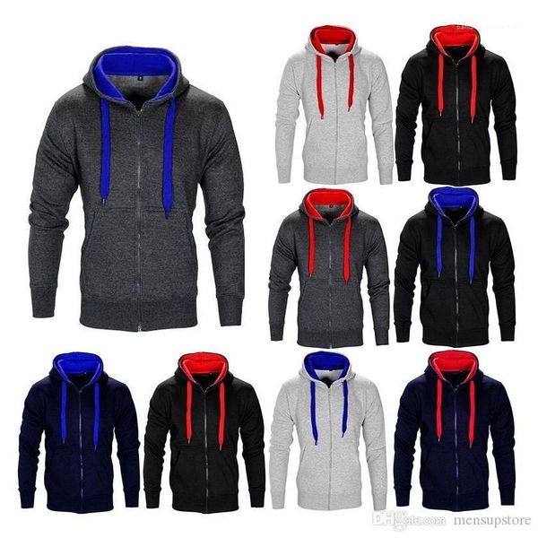 

fashion hoodies colors contrast hooded sweatshirts spring new sports athletic mens, Black