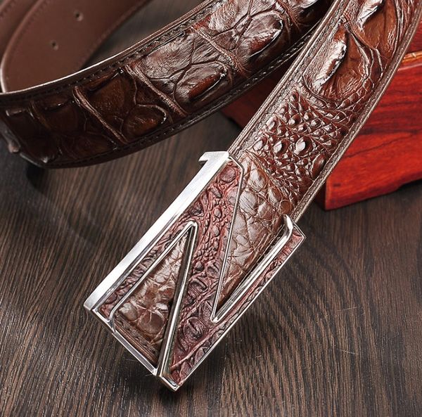 

hujingsha новый крокодил ремень кожаный ремень из крокодиловой кожи мужские пояса, Black;brown