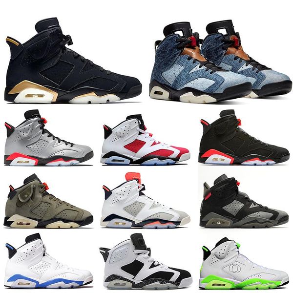

6 washed denim 6s men basketball shoes black infrared 2019 reflective infrared dmp carmine mens trainer athletic sports sneakers size 41-47