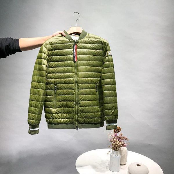 

men's thin down jacket 2019 winter new short down jacket light white duck down casual jacket stand collar size 1-4, Black
