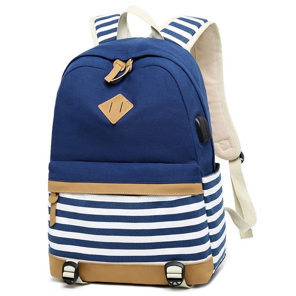 

canvas backpack women school bags for girls large capacity usb charge lapbackpack travel rucksack for teenagers