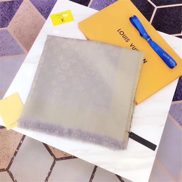 

designers scarves for women wool silk with gold thread scarf female 140x140cm square shawl bandana for large scarfs for ladies without box, Blue;gray