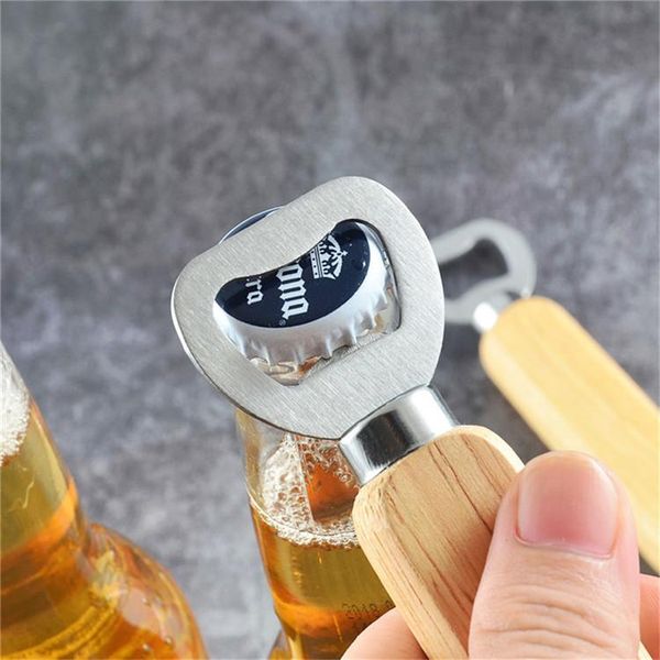 

stainless steel wooden handle red wine beer bottle opener bar tools kitchen tools party wedding gift