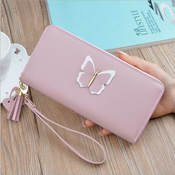 

purse butterfly women's wallet female card holders cellphone pocket pu leather women money bag clutch women wallet, Red;black